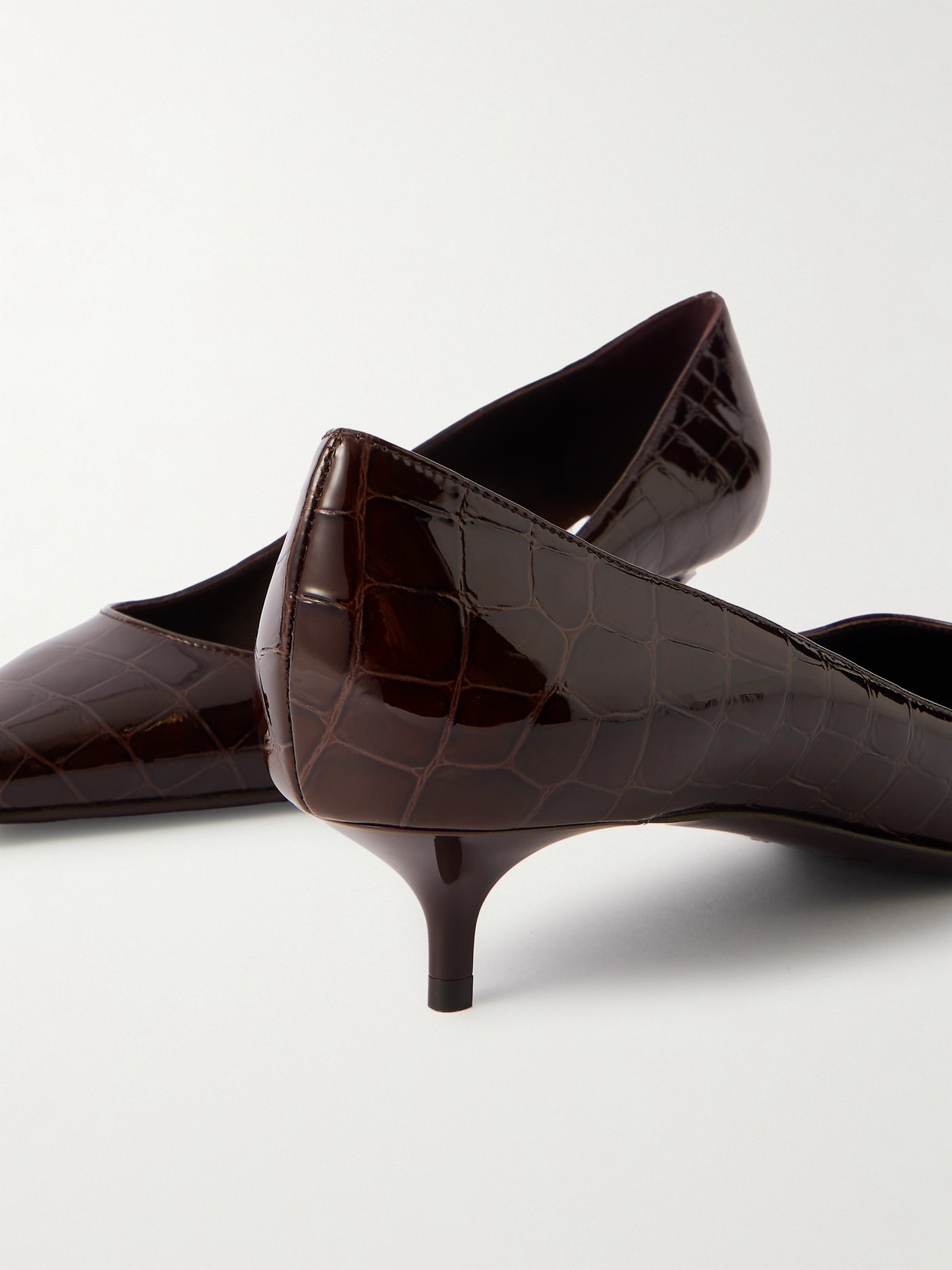 Jimmy Choo Amelia Croc-effect Leather Pumps In Brown