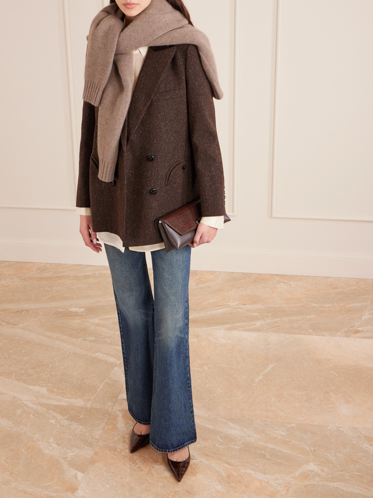 Jimmy Choo Amelia Croc-effect Leather Pumps In Brown