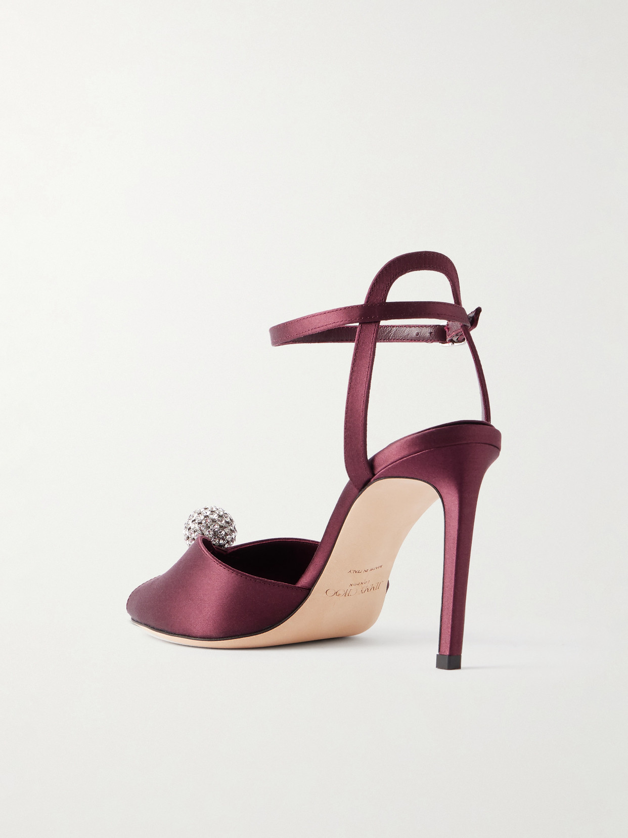 Jimmy Choo Sacora 85 Crystal-embellished Satin Sandals In Purple