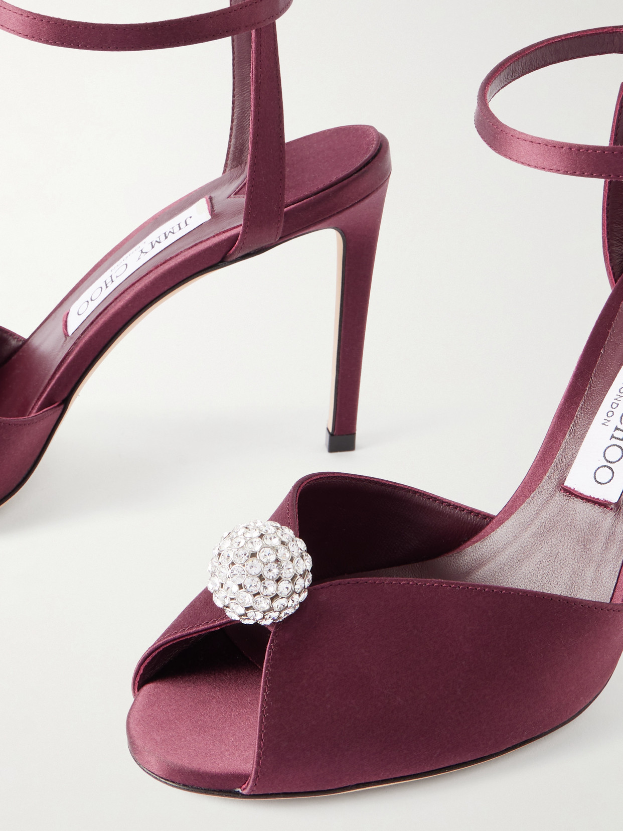 Jimmy Choo Sacora 85 Crystal-embellished Satin Sandals In Purple