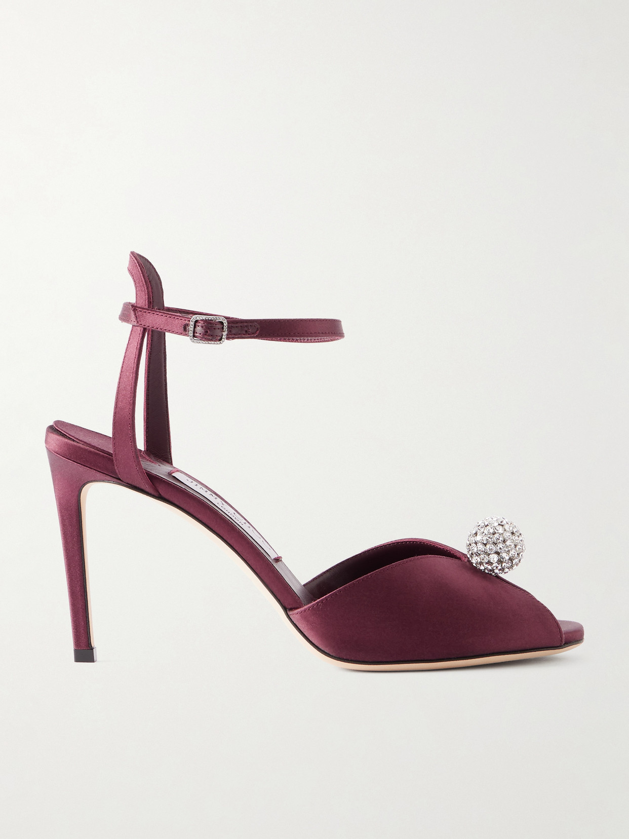 Jimmy Choo Sacora 85 Crystal-embellished Satin Sandals In Purple