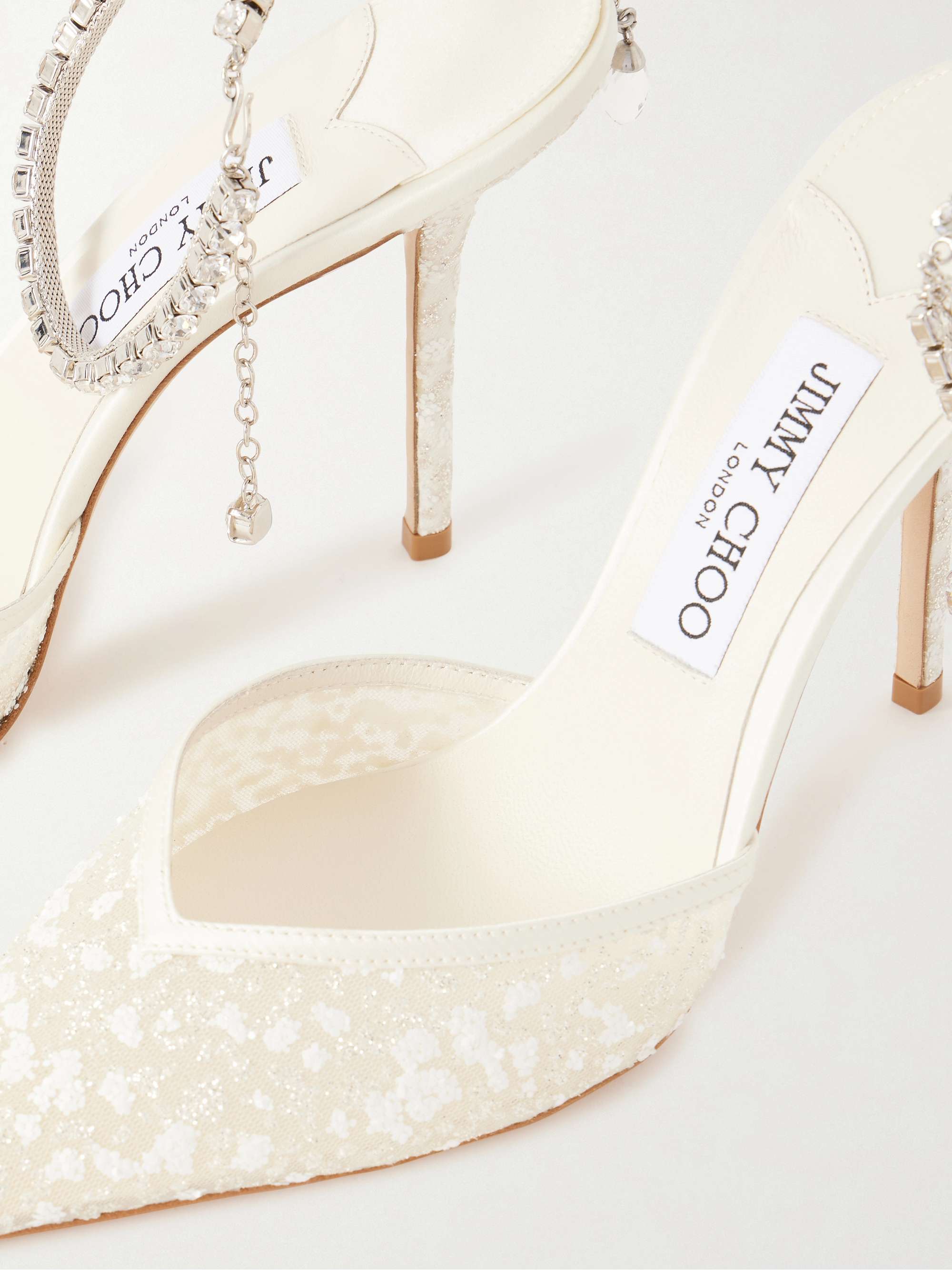 JIMMY CHOO Saeda 100 crystal-embellished sequined mesh pumps | NET