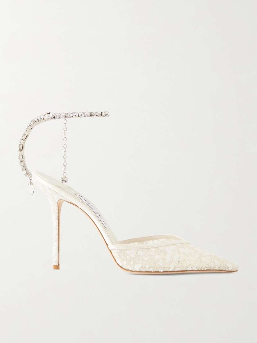 Jimmy Choo Saeda 100 Crystal-embellished Sequined Mesh Pumps