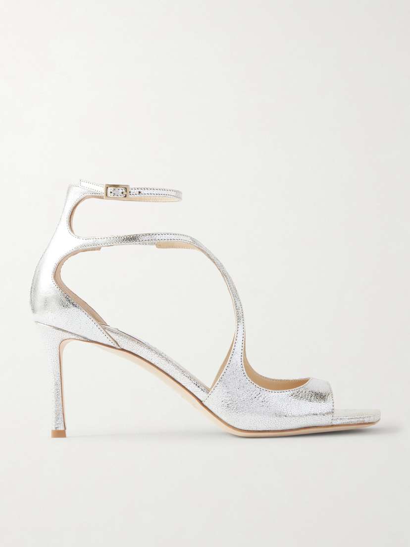 Jimmy Choo Azia 95 Metallic Textured-leather Sandals