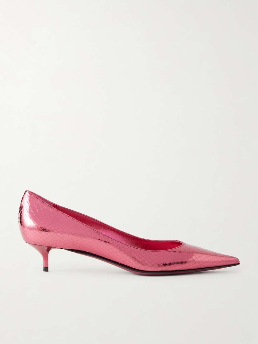 Jimmy Choo Amelia 30 Lizard-effect Metallic Leather Pumps