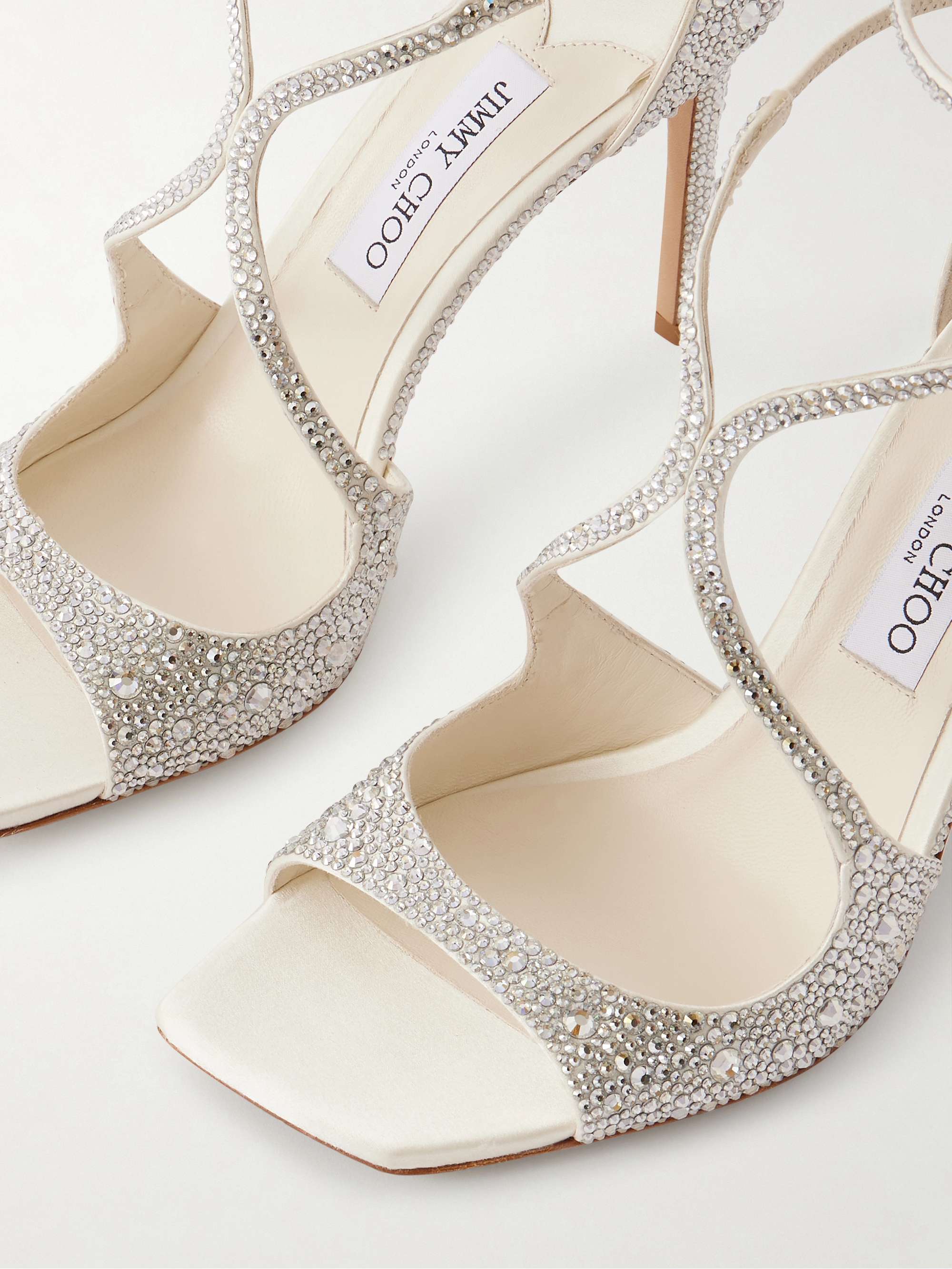 JIMMY CHOO Azia 95 crystal-embellished satin sandals | NET-A-PORTER