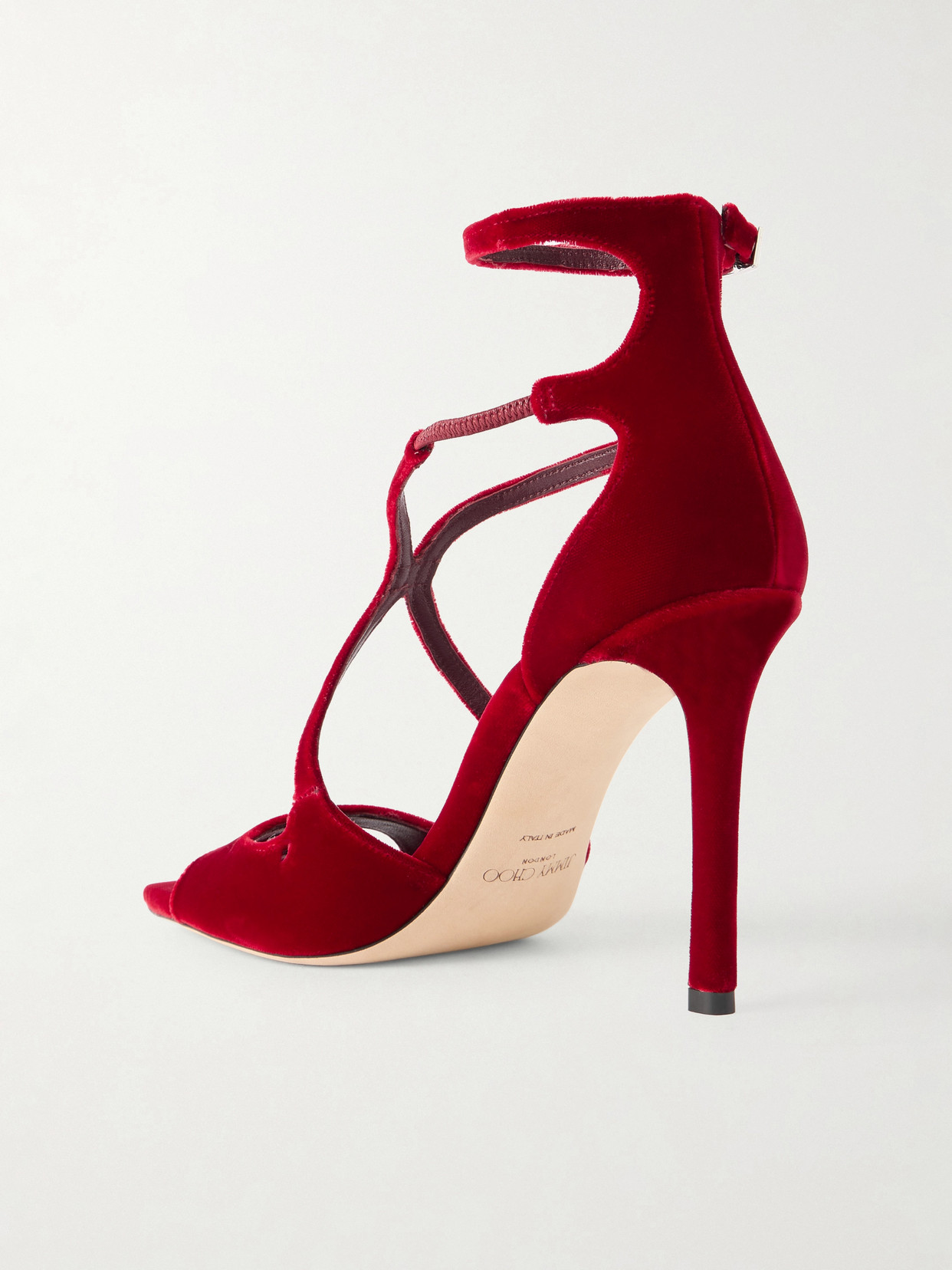 Jimmy Choo Ruby Red Velvet Sandals In Red
