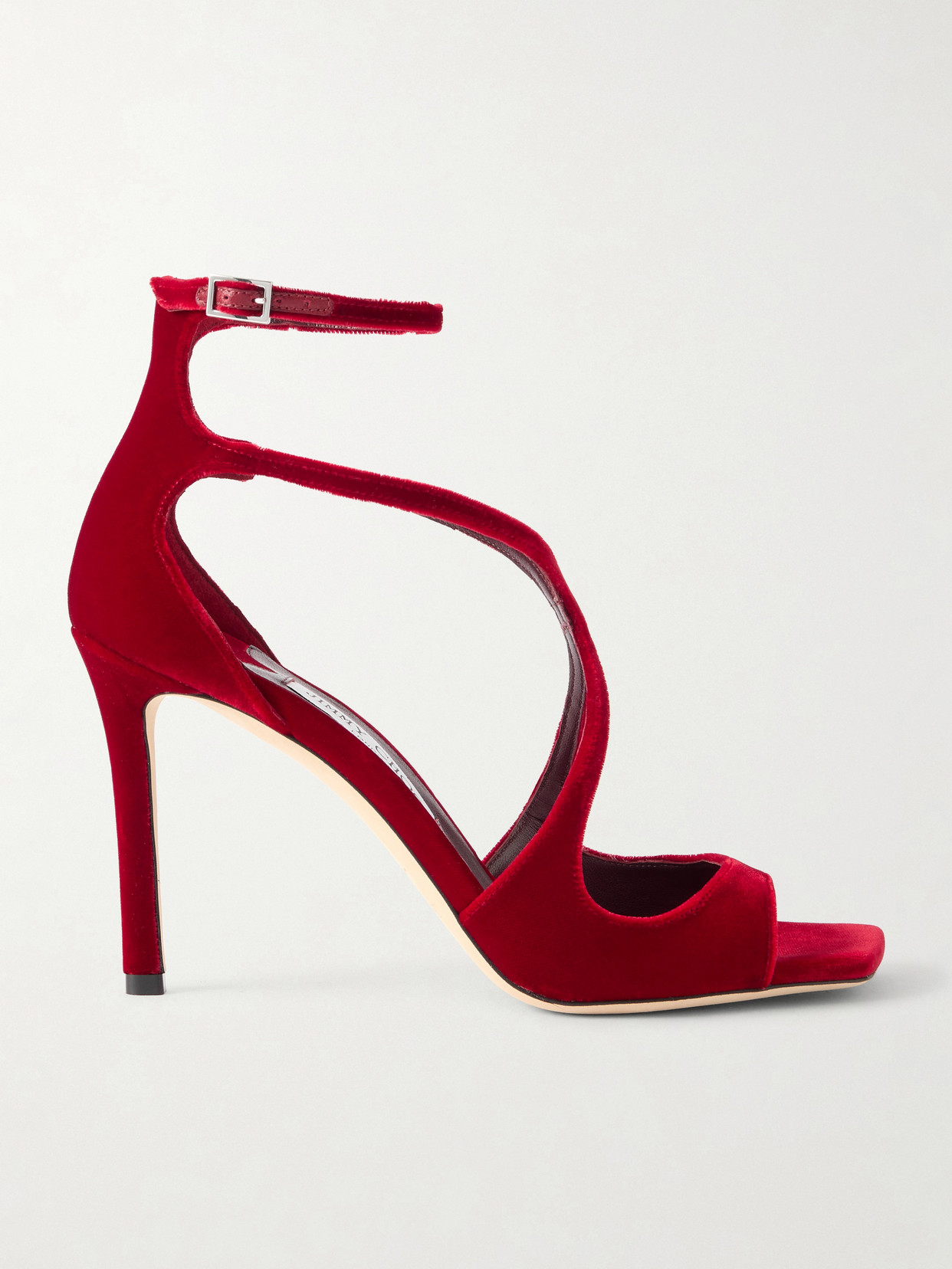 Jimmy Choo Ruby Red Velvet Sandals In Red