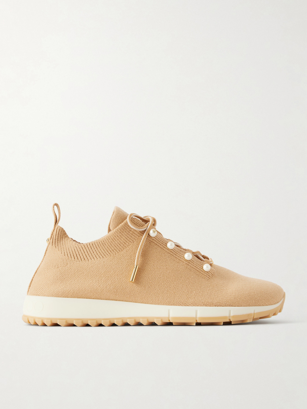 Jimmy Choo - Veles Embellished Knitted Sneakers - Beige