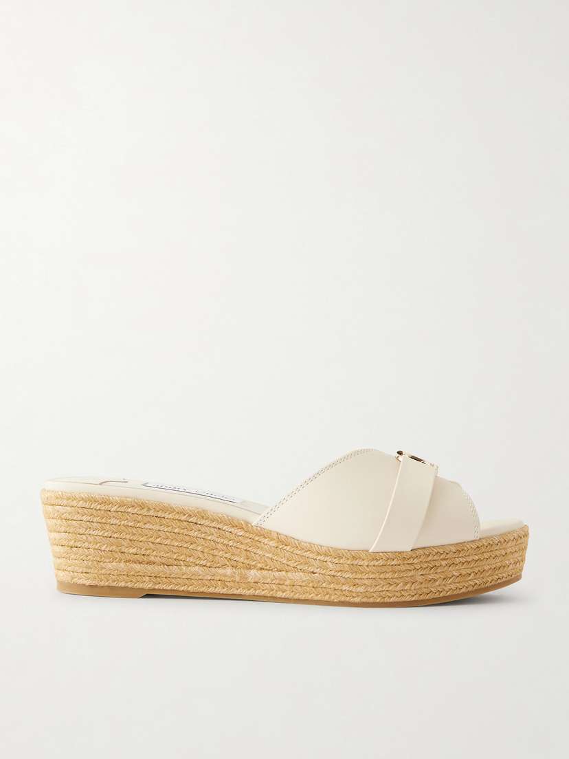 Jimmy Choo Leda Logo-embellished Leather Platform Espadrilles