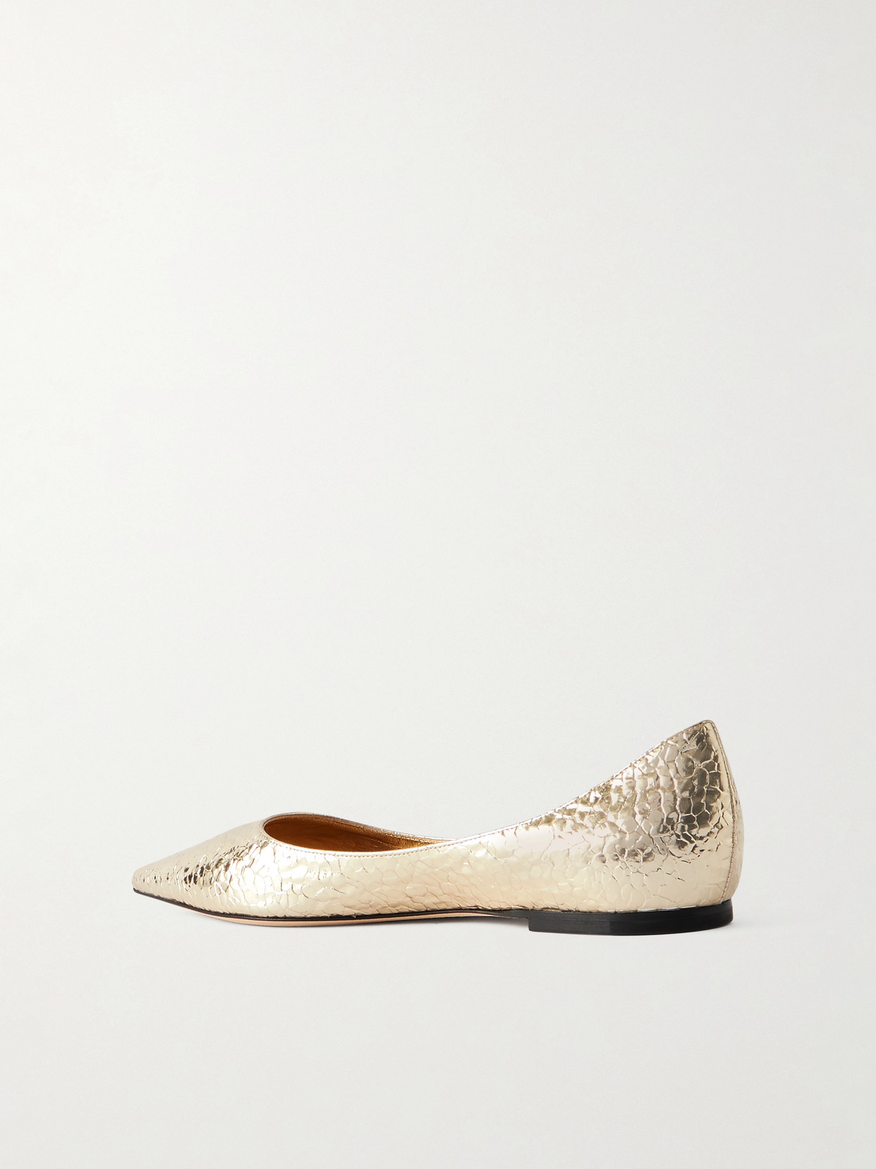 Jimmy Choo Love Metallic Cracked-leather Ballet Flats In Gold