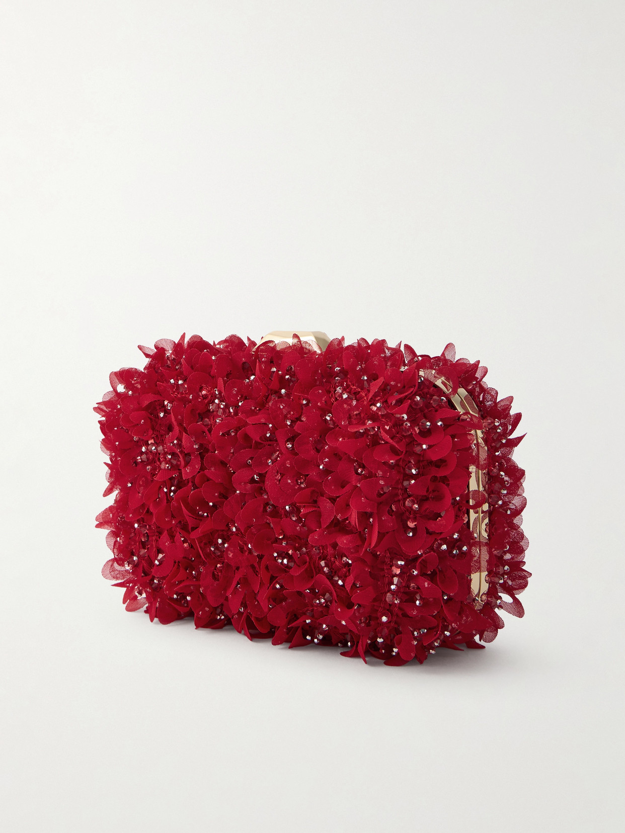 Jimmy Choo Cloud Embellished Satin Clutch In Red
