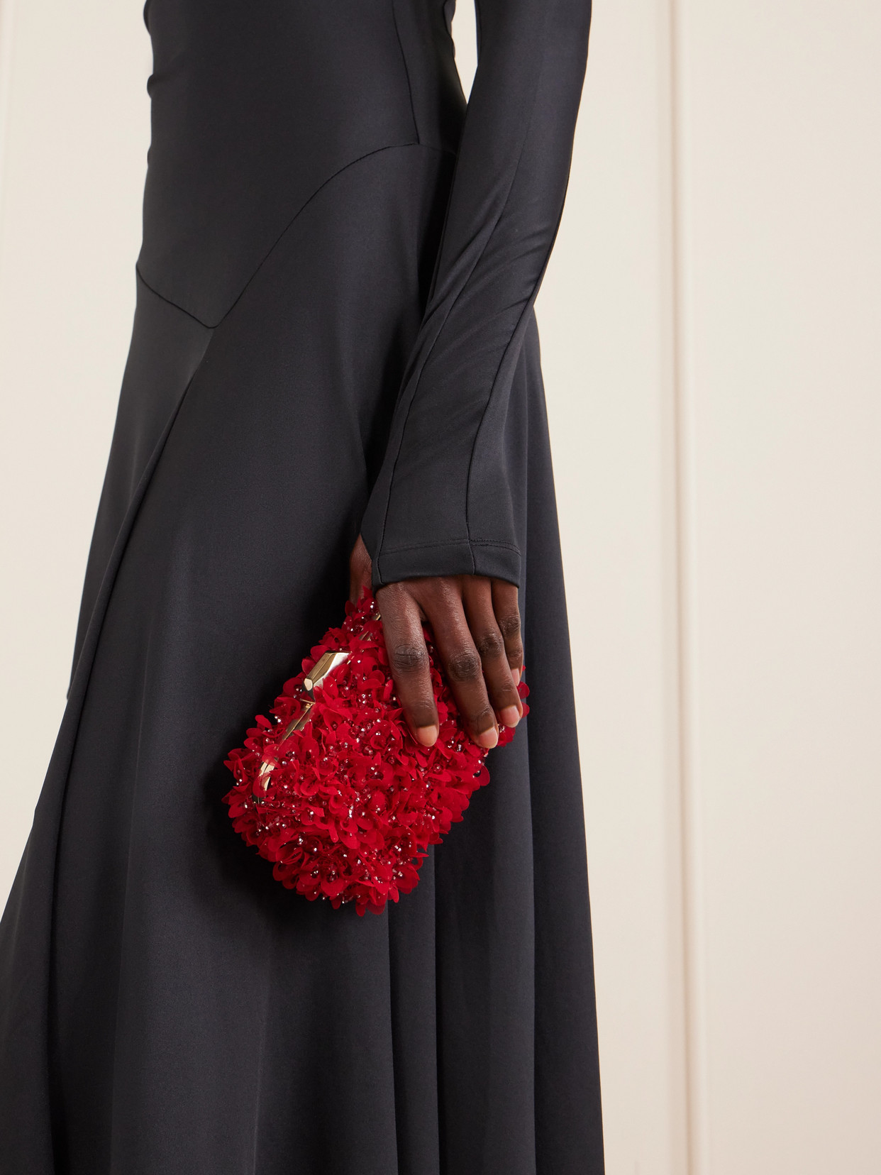 Jimmy Choo Cloud Embellished Satin Clutch In Red