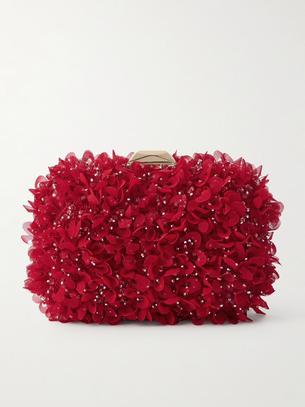 Jimmy Choo Cloud Embellished Satin Clutch In Red
