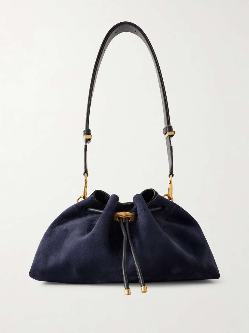 Jimmy Choo Cinch Medium Leather-trimmed Suede Shoulder Bag