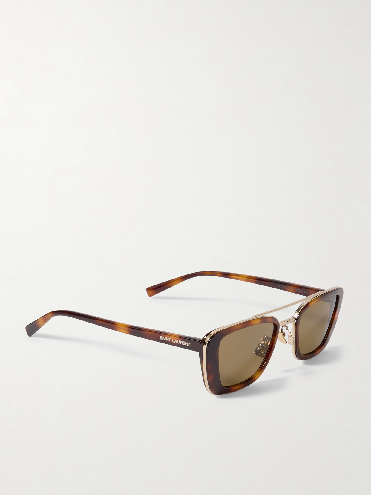 Saint Laurent Rectangle-frame Tortoiseshell Acetate And Gold-tone Sunglasses In Brown