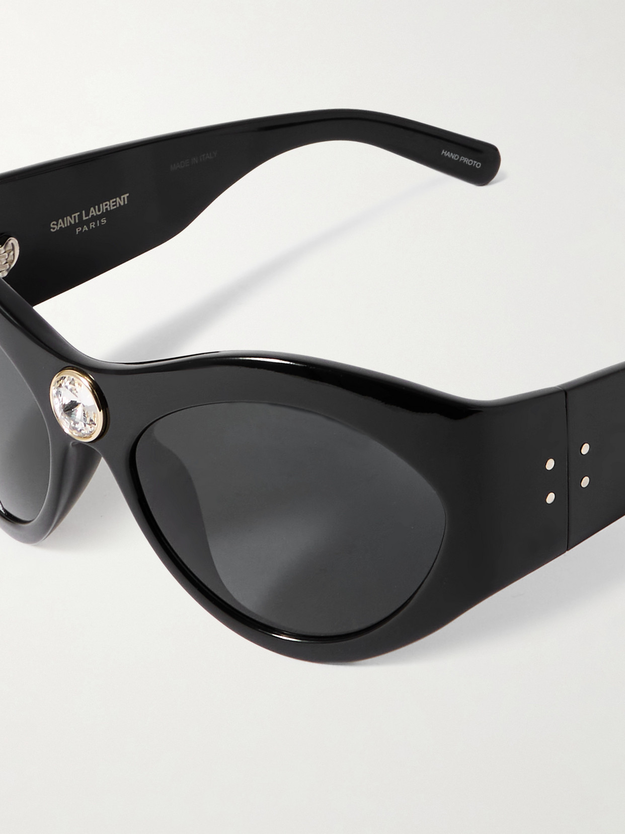 Saint Laurent Esther Cat-eye Crystal-embellished Acetate Sunglasses In Black