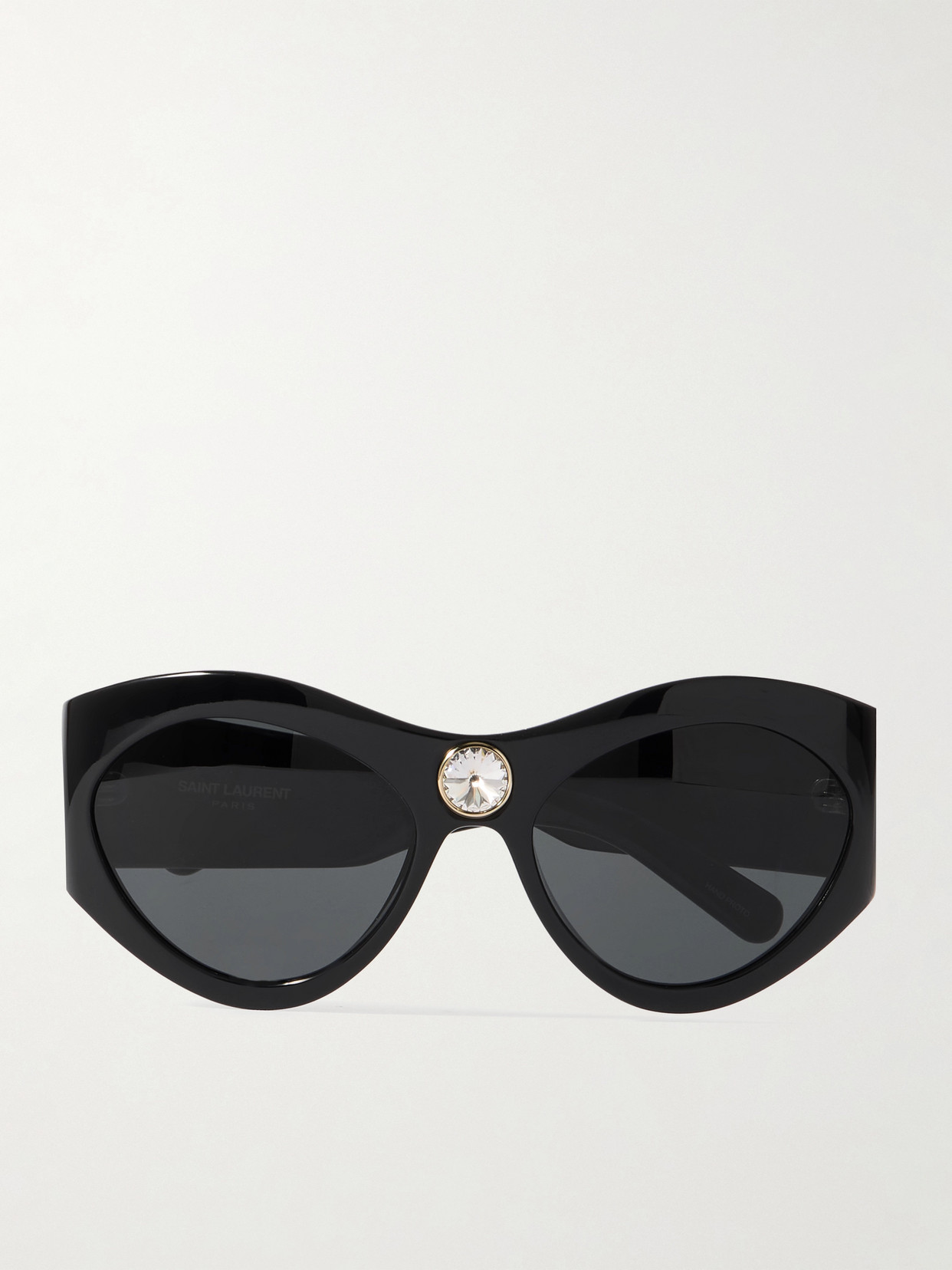 Saint Laurent Esther Cat-eye Crystal-embellished Acetate Sunglasses In Black