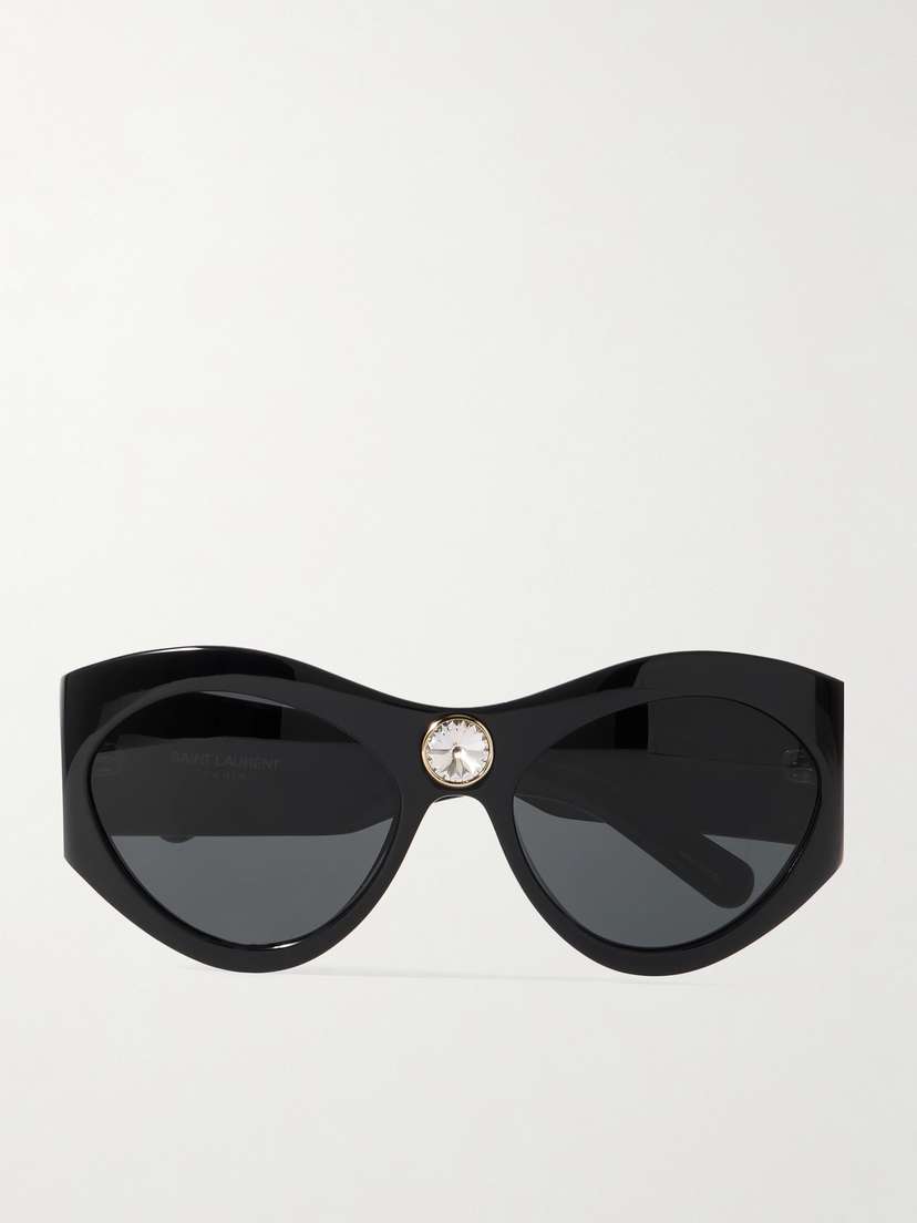 Saint Laurent Eyewear Esther Cat-eye Crystal-embellished Acetate Sunglasses
