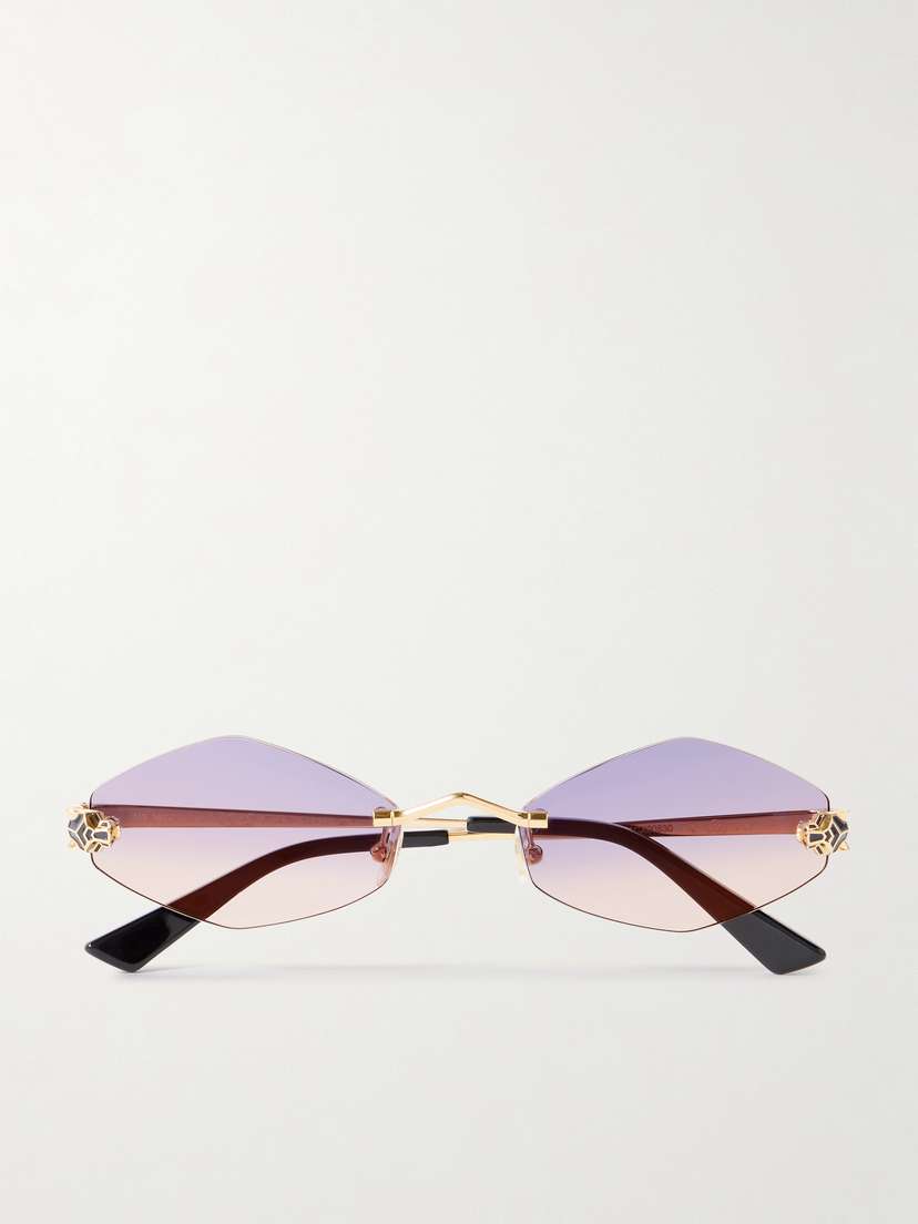 Cartier Eyewear Panthère Hexagon-frame Gold-tone Sunglasses