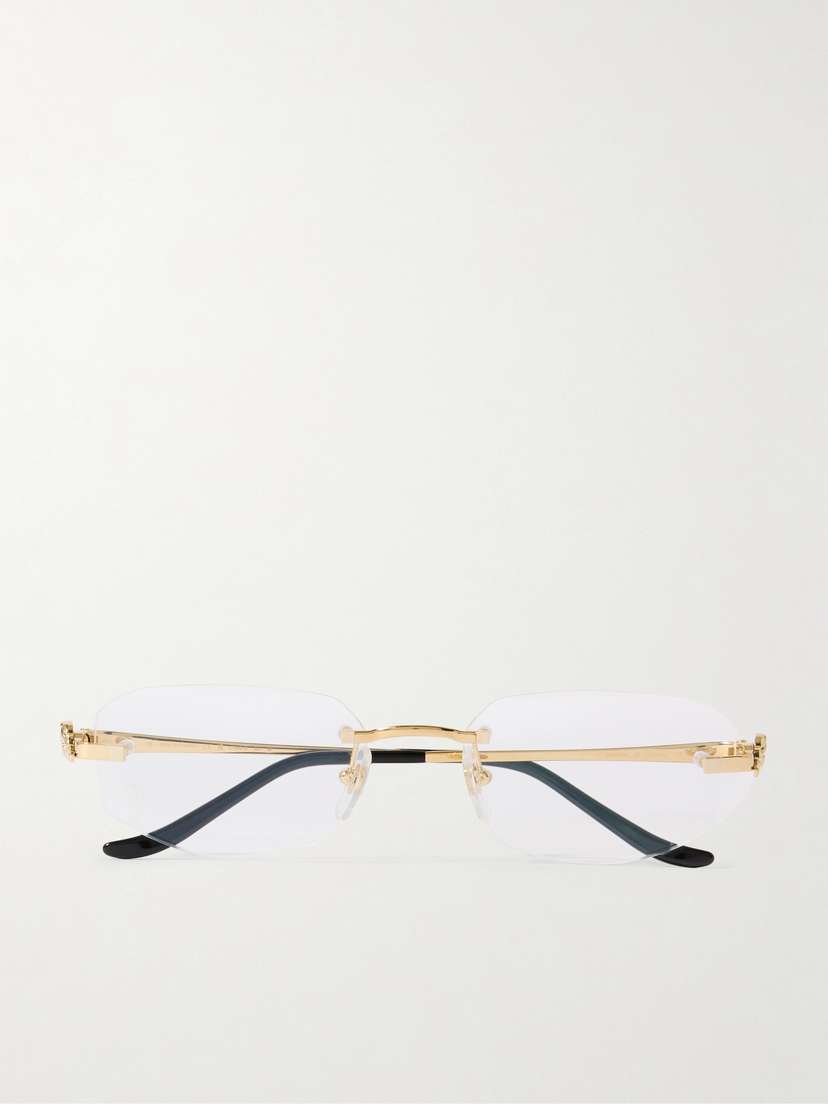 Cartier Eyewear Panthère Classic Rimless Oval-frame Gold-tone Optical Glasses