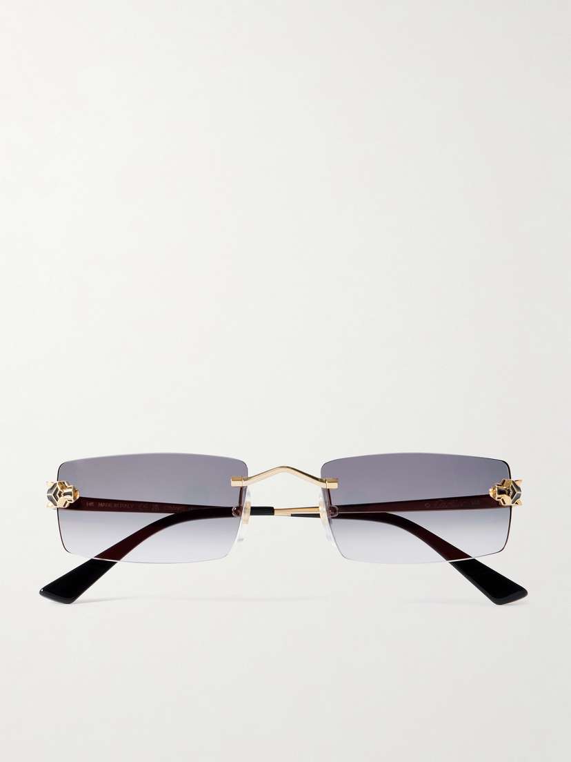Cartier Eyewear Panthère Classic Rimless Rectangle-frame Gold-tone Sunglasses