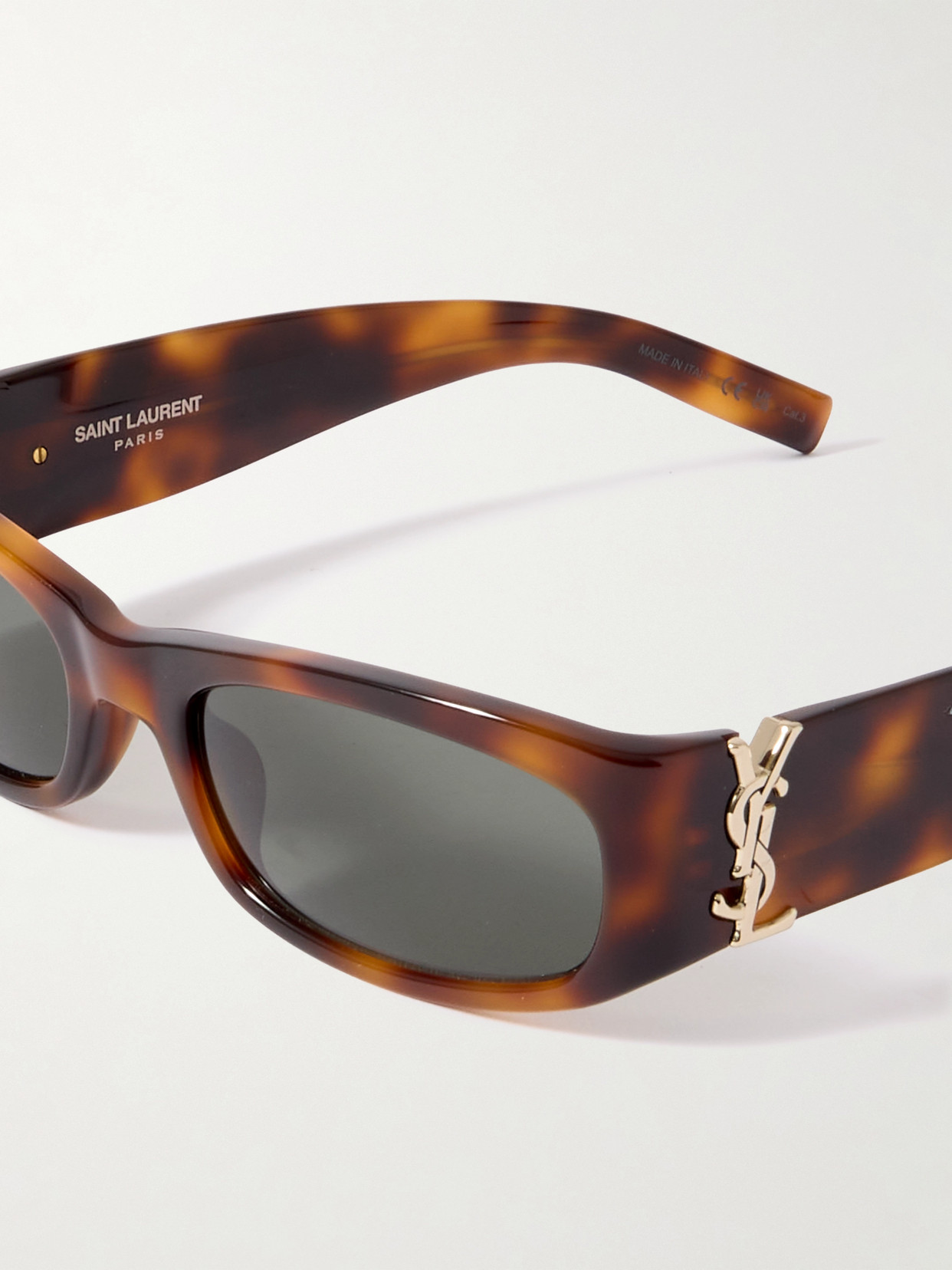 Saint Laurent Rectangle-frame Tortoiseshell Acetate Sunglasses In Brown