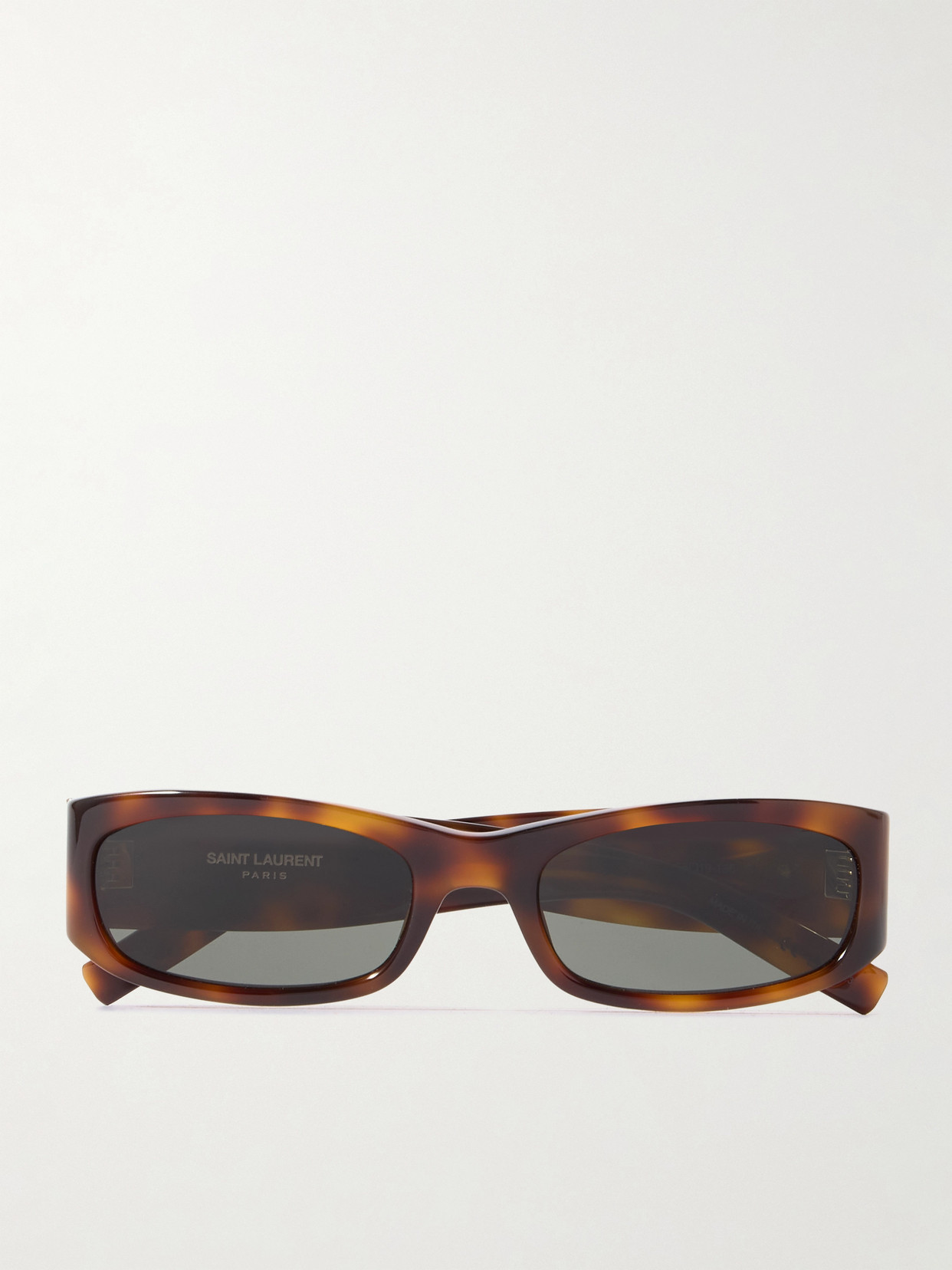 Saint Laurent Rectangle-frame Tortoiseshell Acetate Sunglasses In Brown