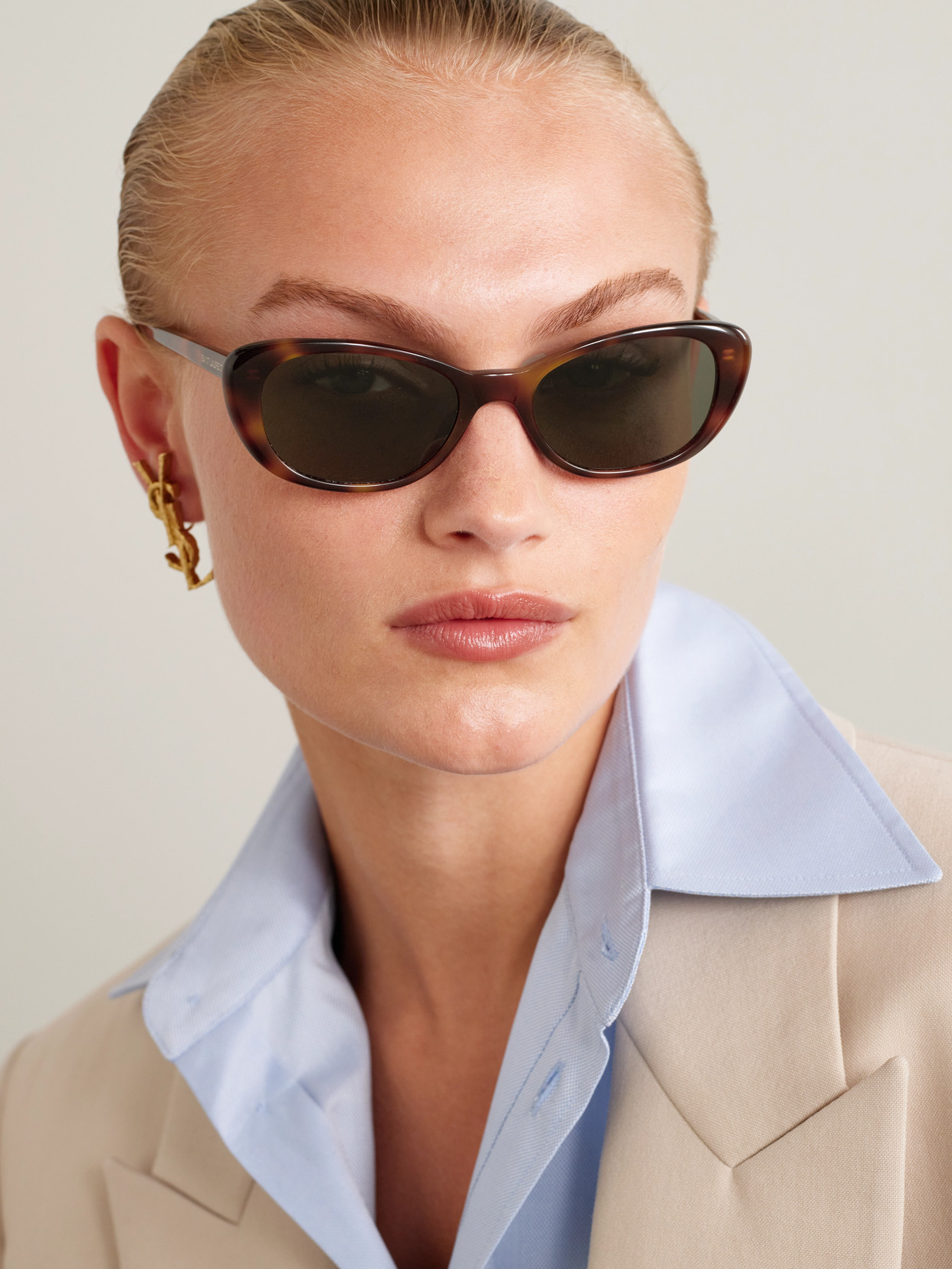 Saint Laurent Cat-eye Tortoiseshell Acetate Sunglasses In Brown