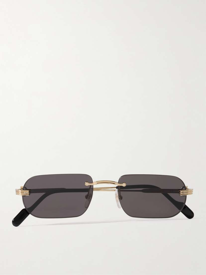 Cartier Eyewear Première De Cartier Rimless Rectangle-frame Gold-tone Sunglasses