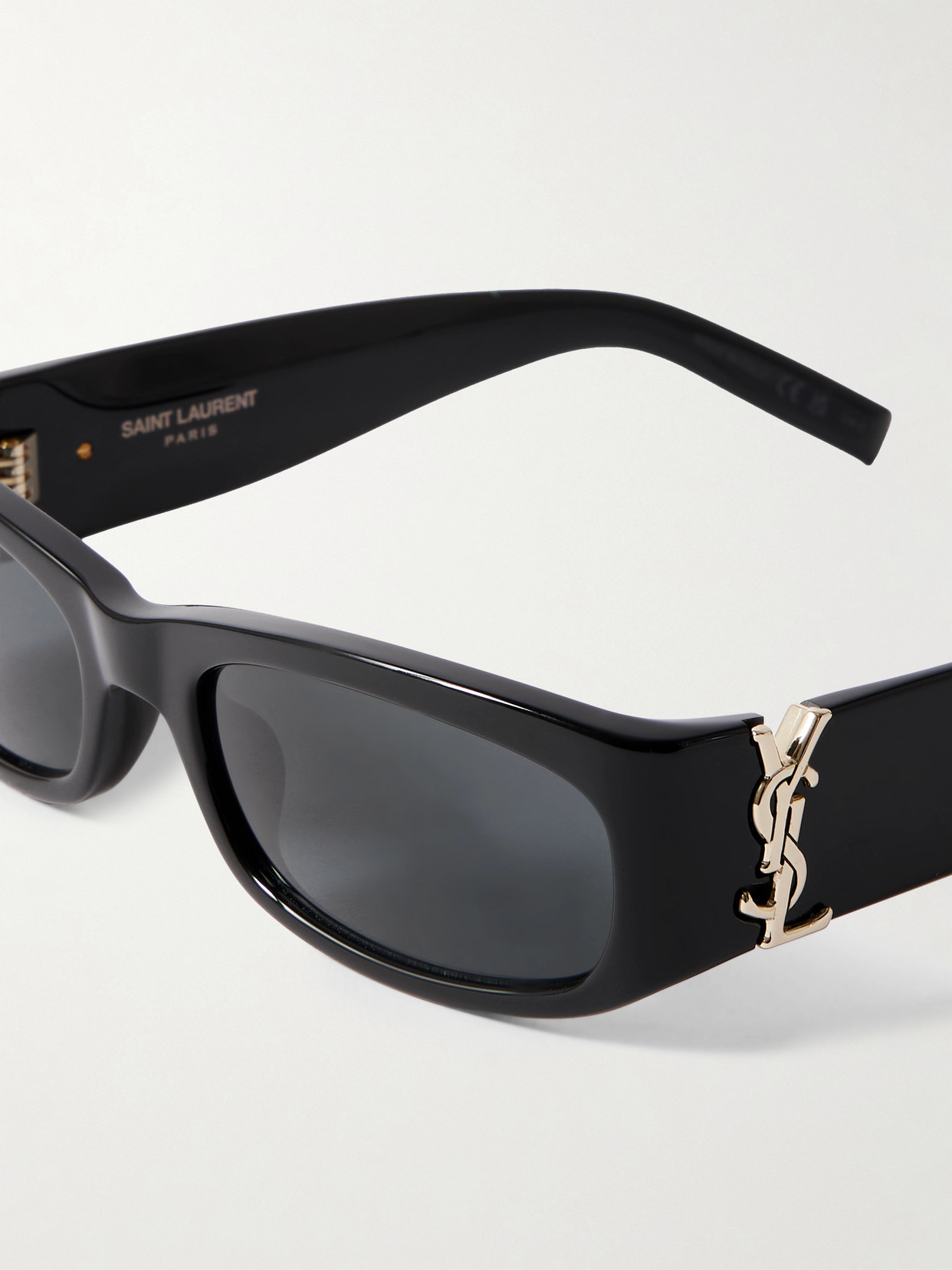 Saint Laurent Rectangle-frame Acetate Sunglasses In Black