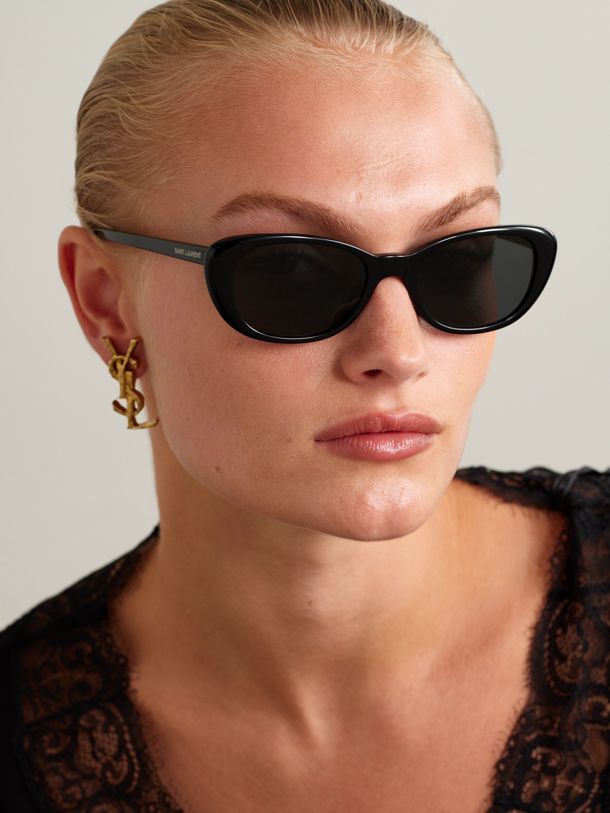Saint Laurent Cat-eye Acetate Sunglasses In Black
