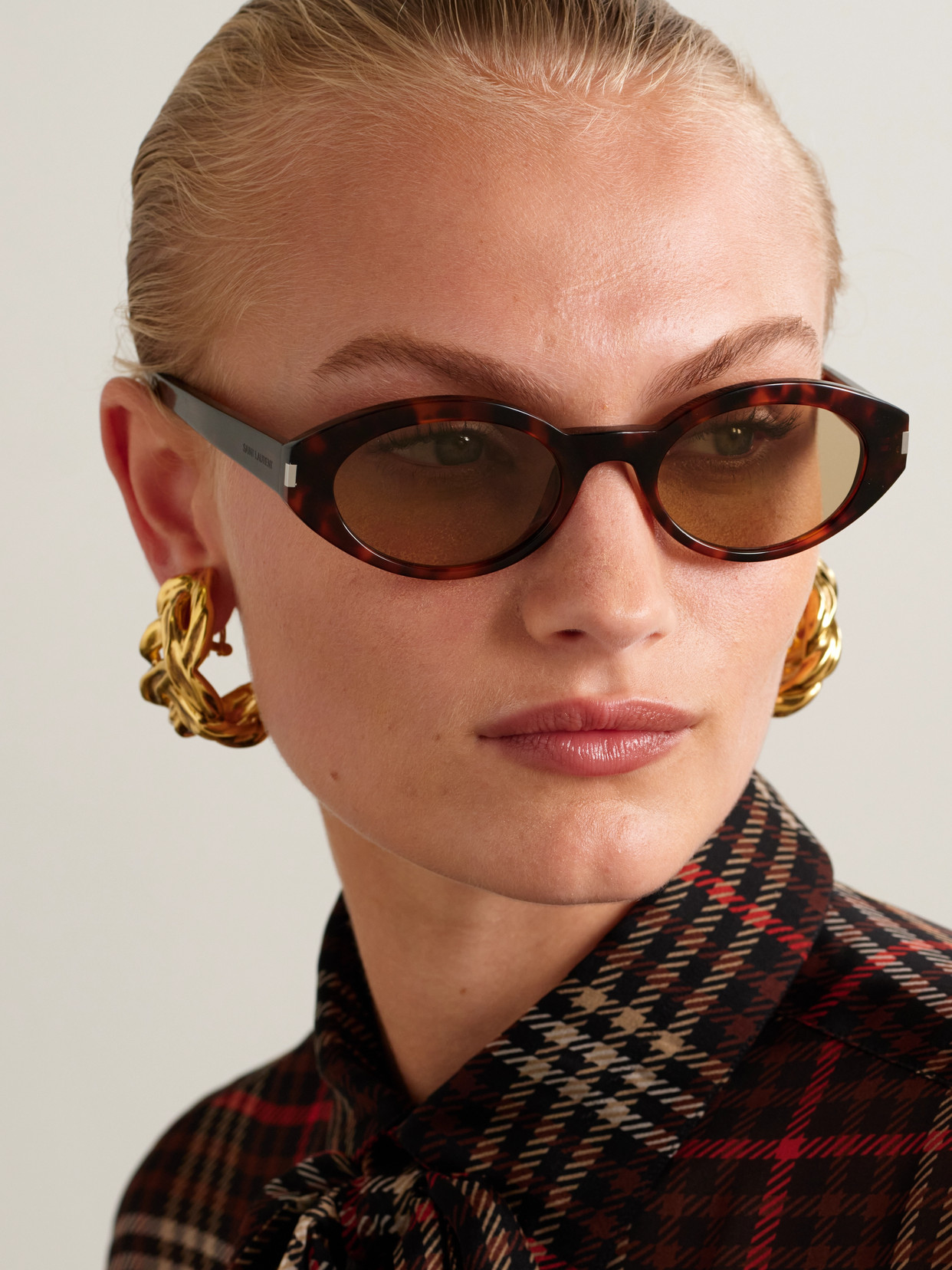 Saint Laurent Oval-frame Tortoiseshell Acetate Sunglasses In Brown