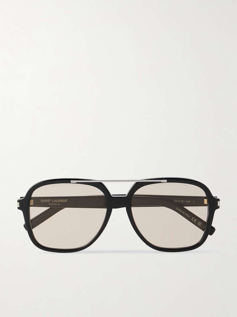 Saint Laurent Eyewear Aviator-style Silver-tone And Acetate Sunglasses