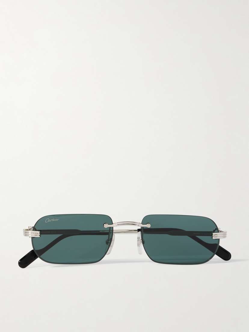 Cartier Eyewear Première De Cartier Rimless Rectangular-frame Silver-tone Sunglasses