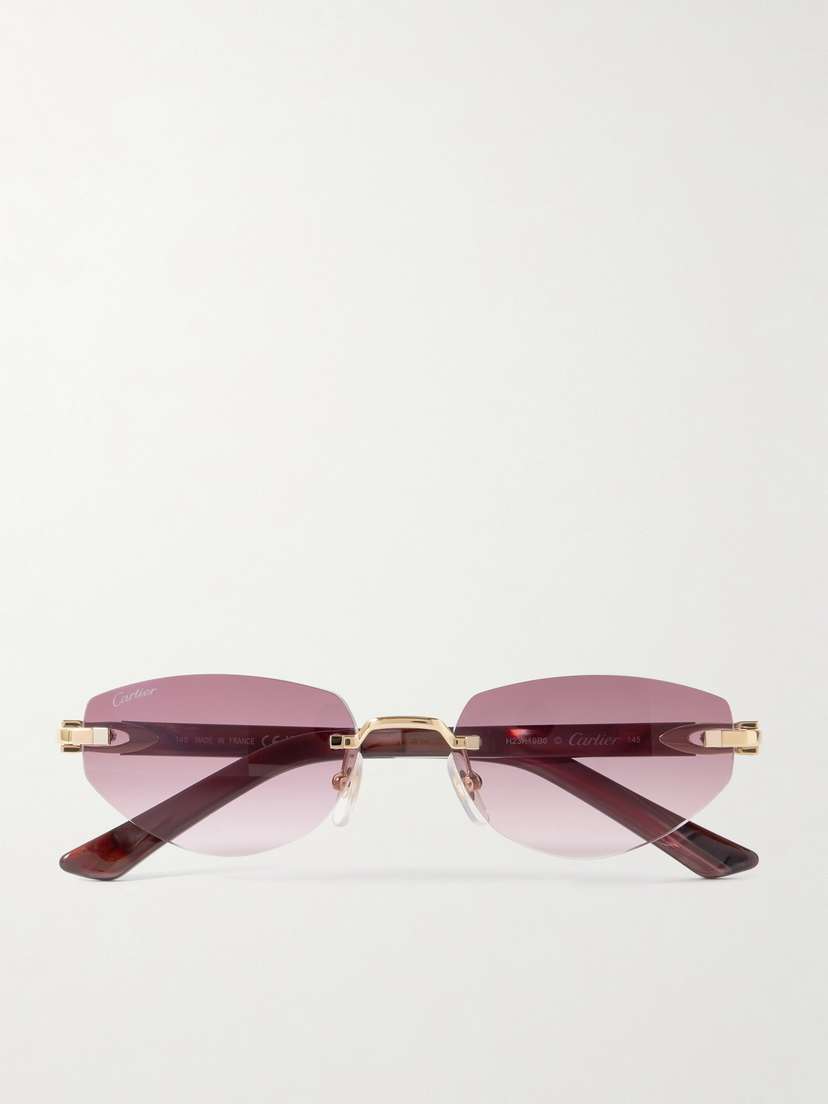 Cartier Eyewear Signature C Décor Rimless Cat-eye Gold-tone And Acetate Sunglasses