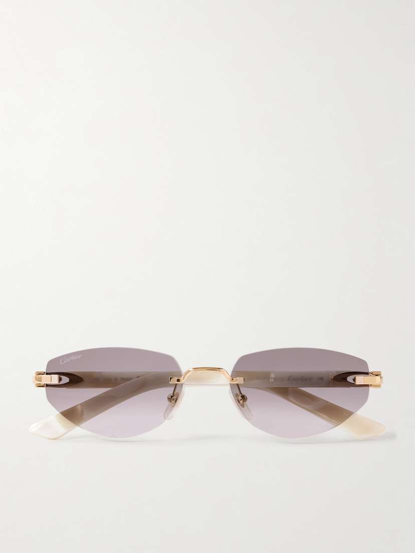 Cartier Eyewear Signature C Décor Rimless Cat-eye Gold-tone And Acetate Sunglasses