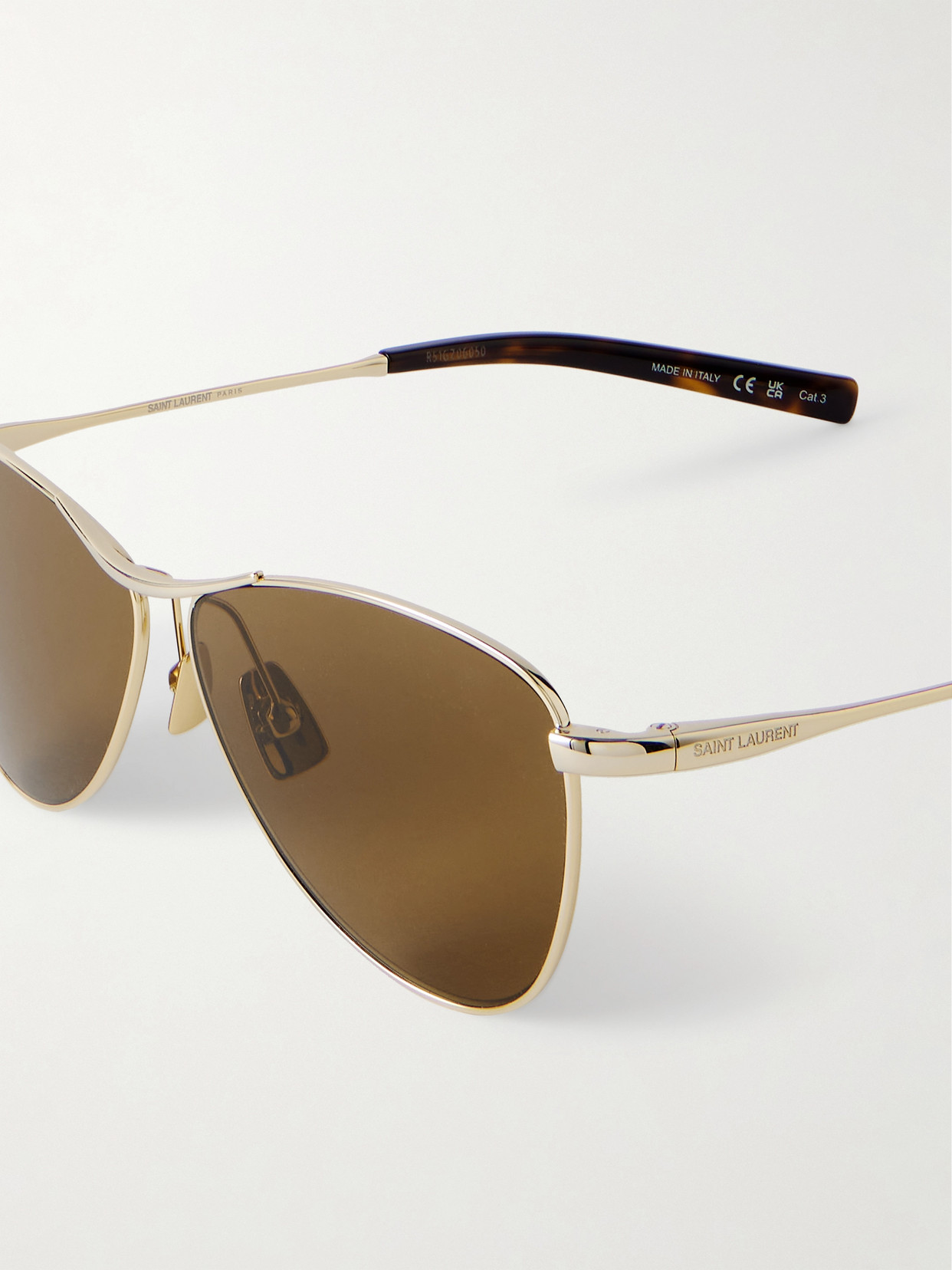 Saint Laurent Vesper Small Aviator-style Gold-tone Sunglasses In Gold