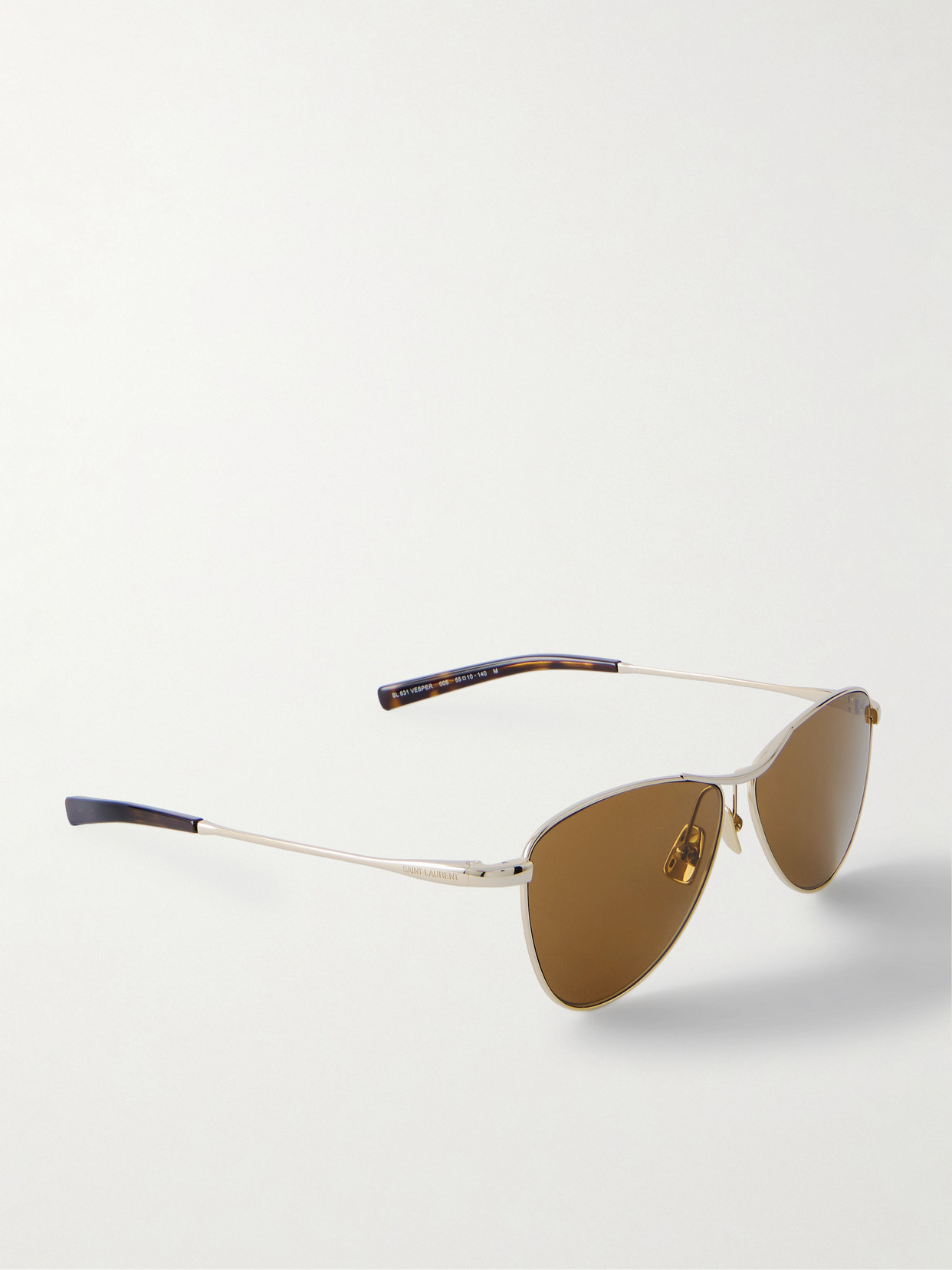 Saint Laurent Vesper Small Aviator-style Gold-tone Sunglasses In Gold