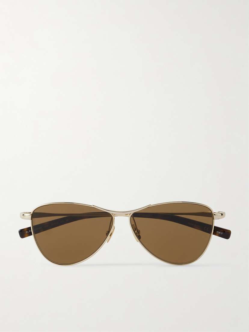 Saint Laurent Eyewear Vesper Small Aviator-style Gold-tone Sunglasses