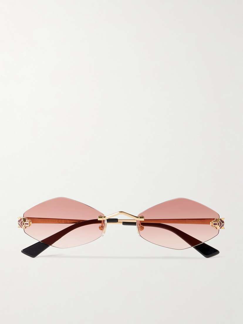 Cartier Eyewear Panthère Hexagon-frame Gold-tone Sunglasses