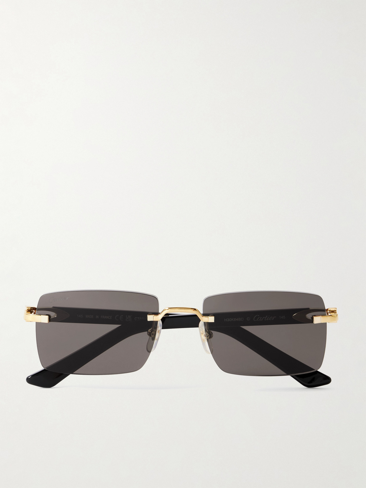 Cartier Eyewear - C Décor Rimless Rectangle-frame Gold-tone And Acetate Sunglasses - One size