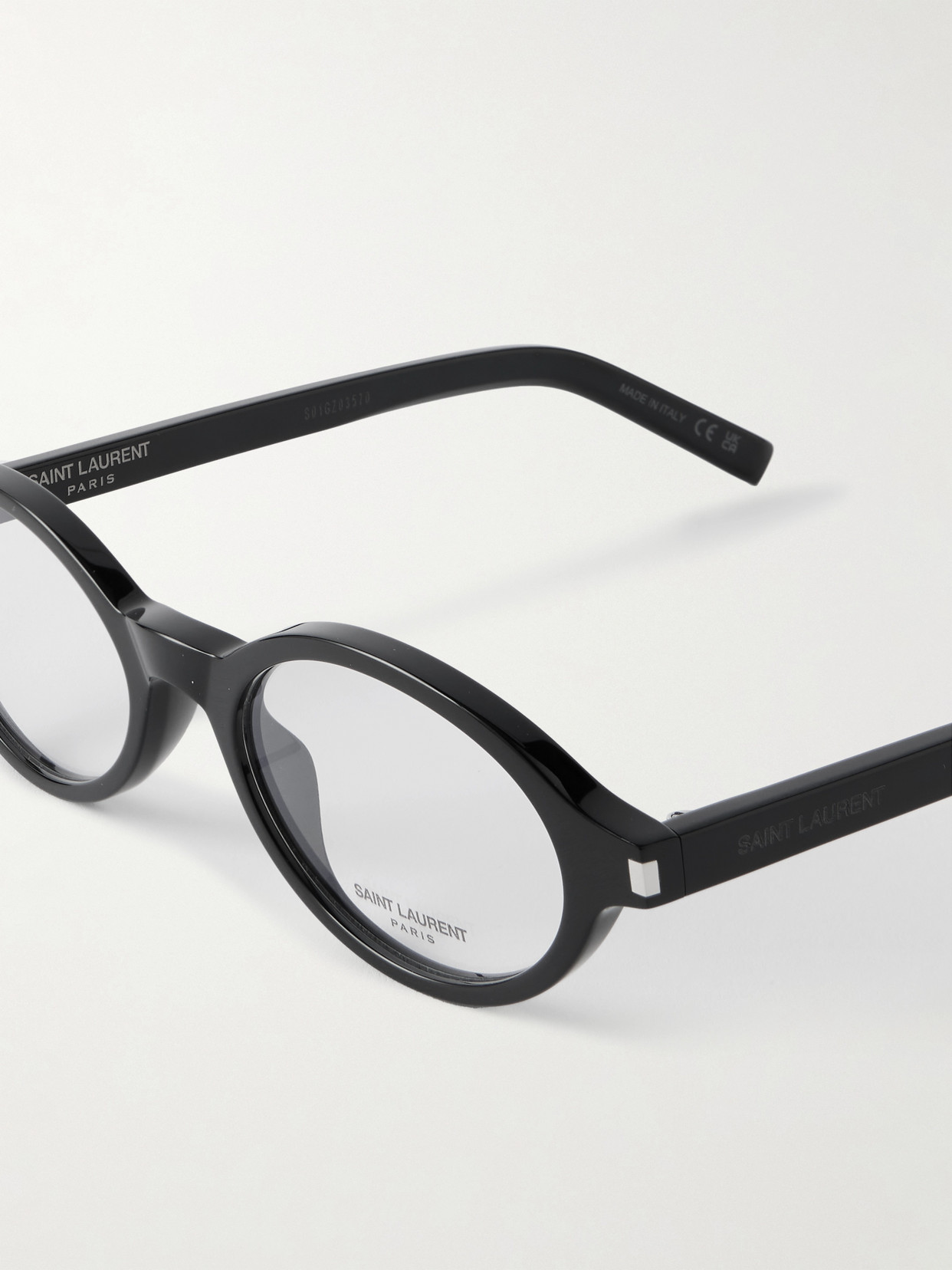 Saint Laurent Oval-frame Acetate Optical Glasses In Black