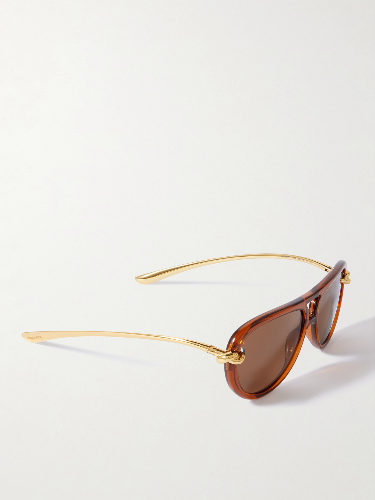 Bottega Veneta New Knot Aviator-style Acetate And Gold-tone Sunglasses In Brown