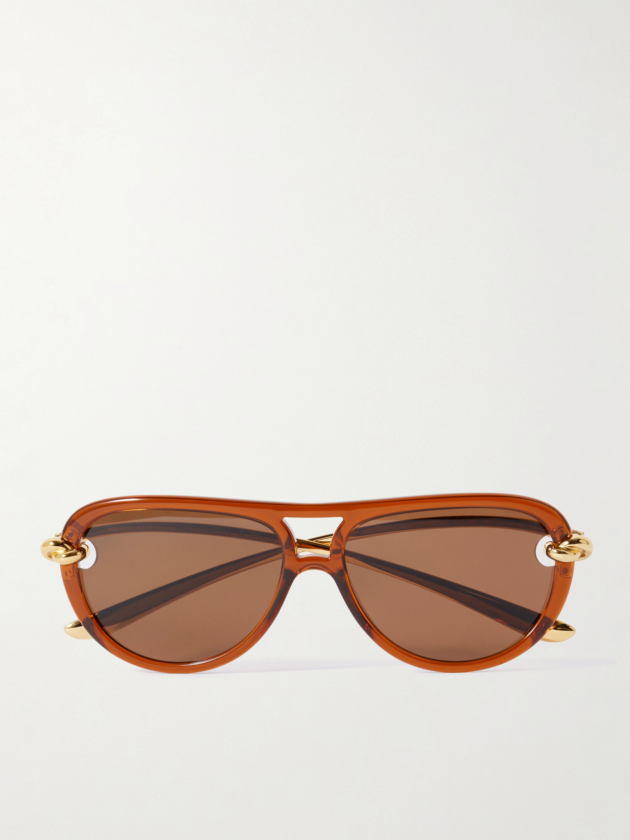Bottega Veneta New Knot Aviator-style Acetate And Gold-tone Sunglasses In Brown