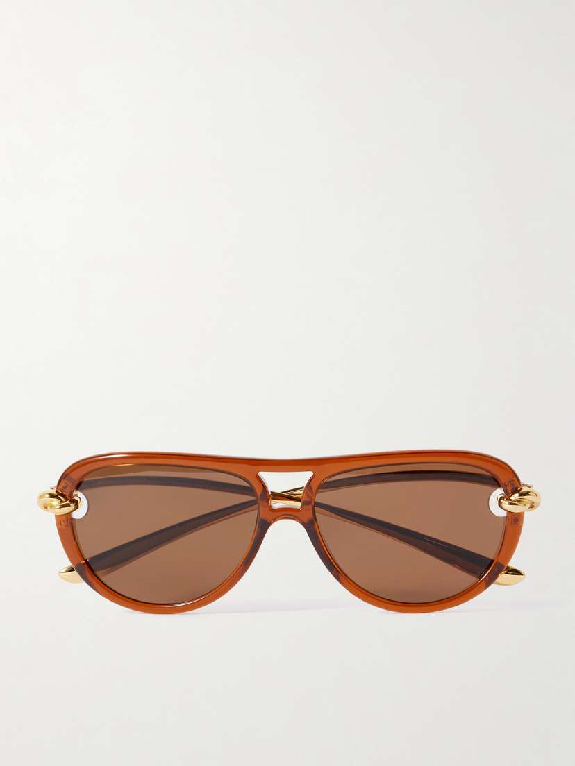 Bottega Veneta Eyewear New Knot Aviator-style Acetate And Gold-tone Sunglasses