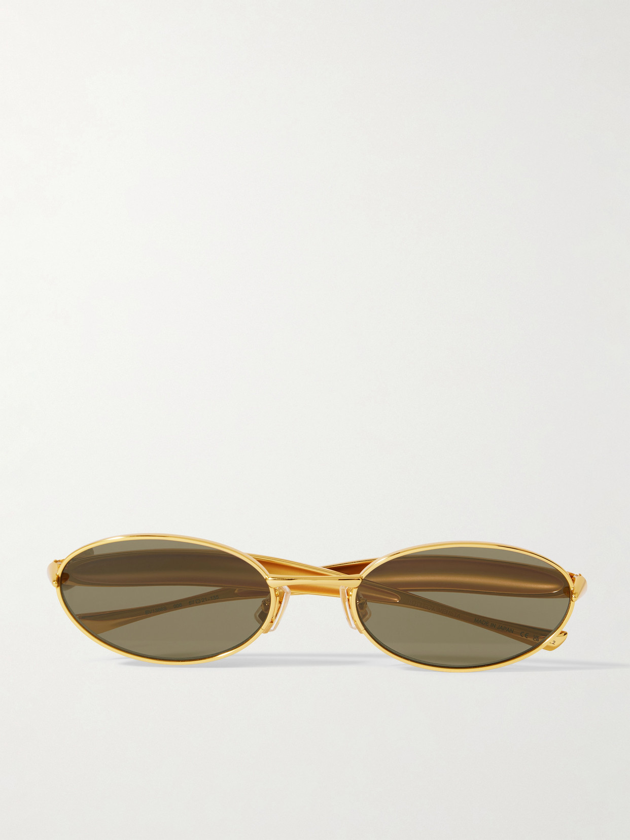 Bottega Veneta Sardine Oval-frame Gold-tone Sunglasses