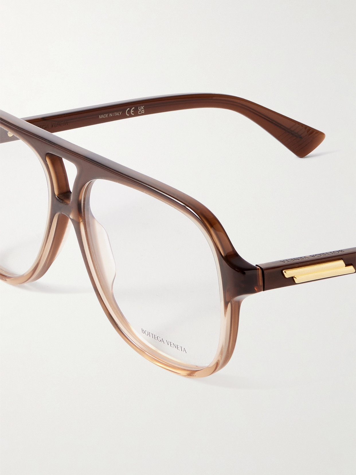 Bottega Veneta Ribbon Aviator-style Acetate Optical Glasses In Brown