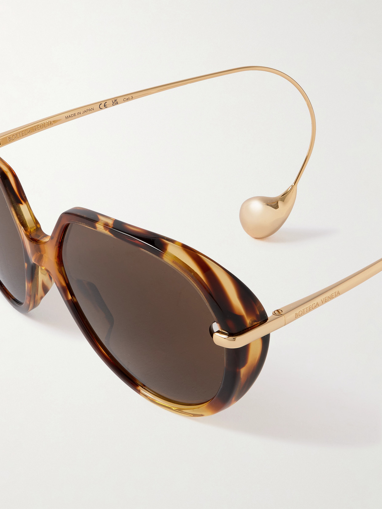 Bottega Veneta Drop Round-frame Tortoiseshell Acetate And Gold-tone Sunglasses In Multi