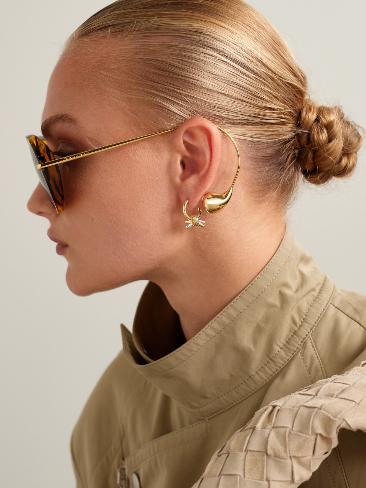 Bottega Veneta Drop Round-frame Tortoiseshell Acetate And Gold-tone Sunglasses In Multi